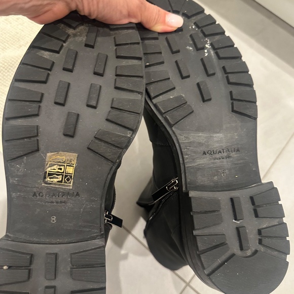 Aquatalia Women's Lillie Weatherproof Matte Leather Moto Booties - Size 8 - Picture 7 of 12